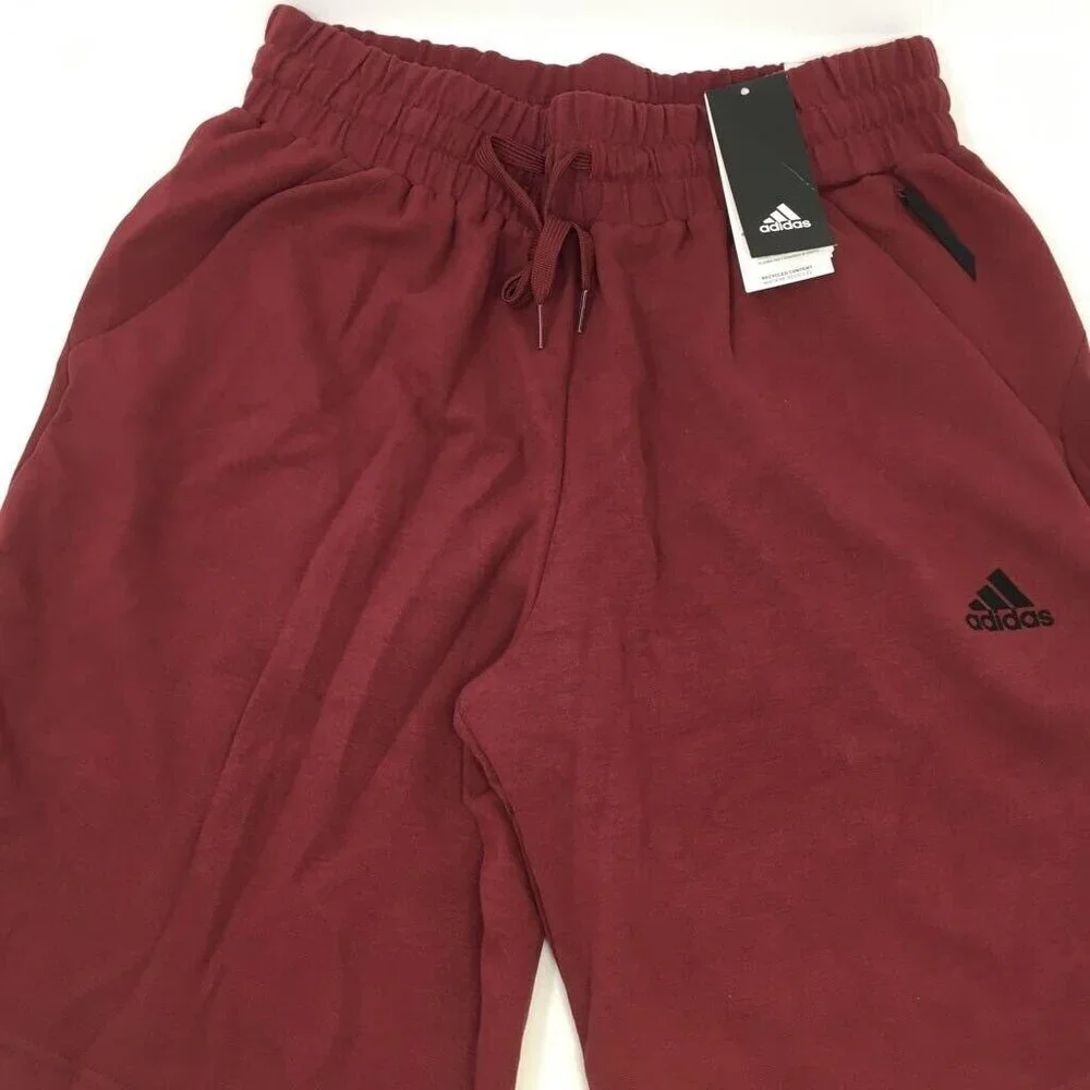 Adidas Men Sweat Activewear Shorts Red Drawstring Adjustable Waist M New - Picture 2 of 6